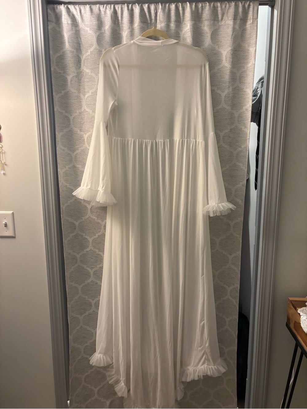 White Sheer Ruffled Long Robe - Picture 3 of 3